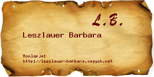 Leszlauer Barbara névjegykártya